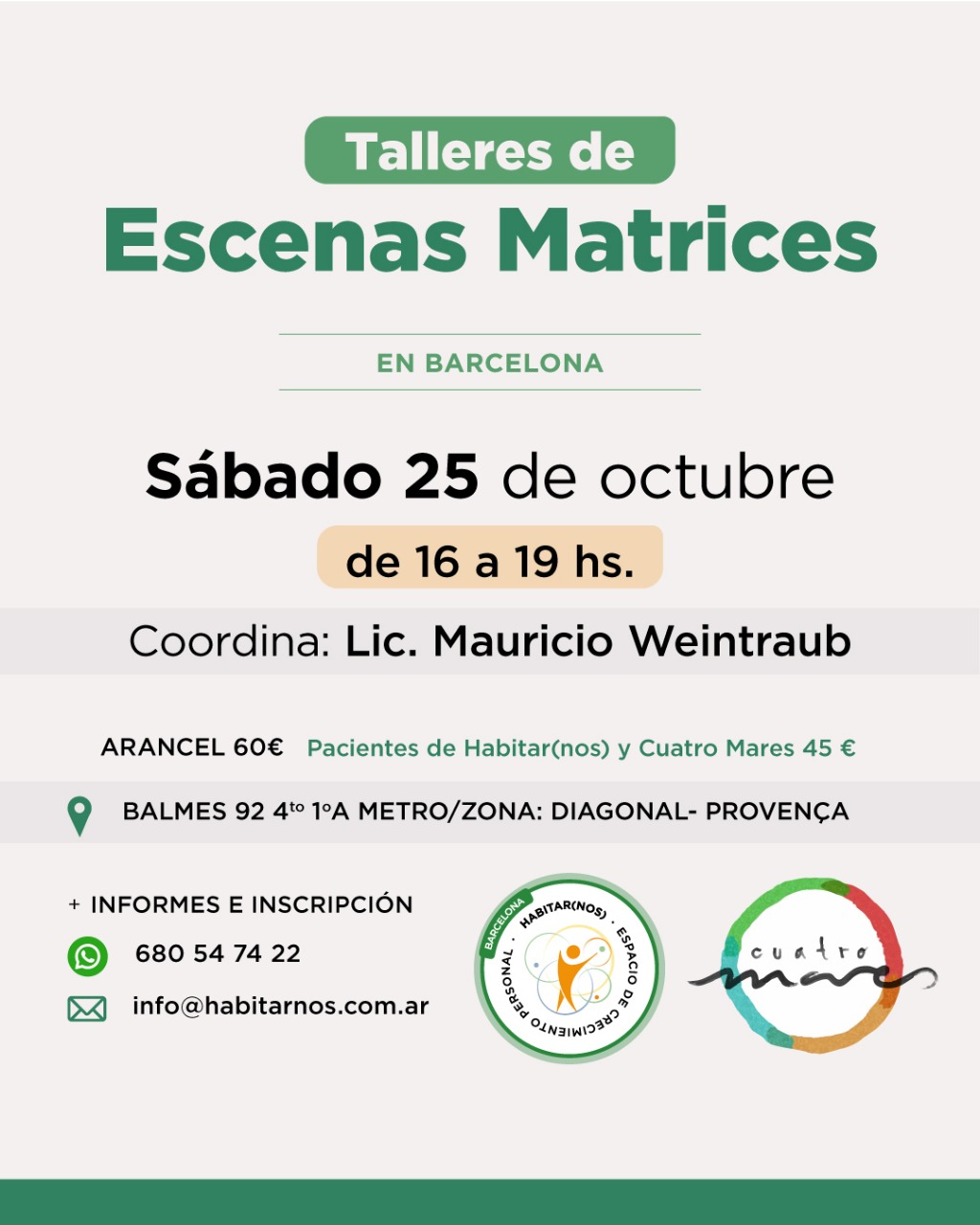 Taller de Escenas Matrices - Barcelona - Octubre 2025