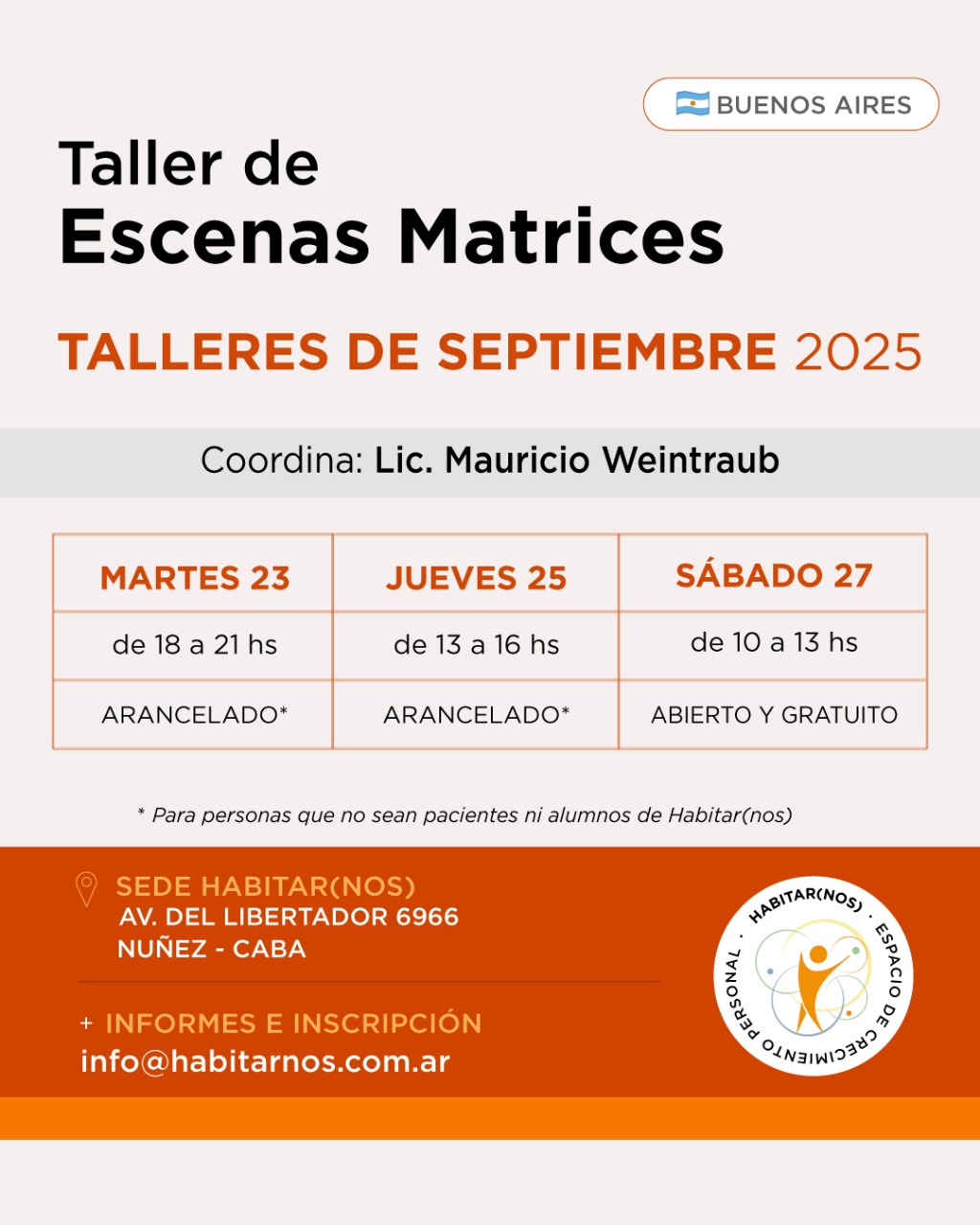 Talleres de Escenas Matrices - Buenos Aires - Septiembre 2025