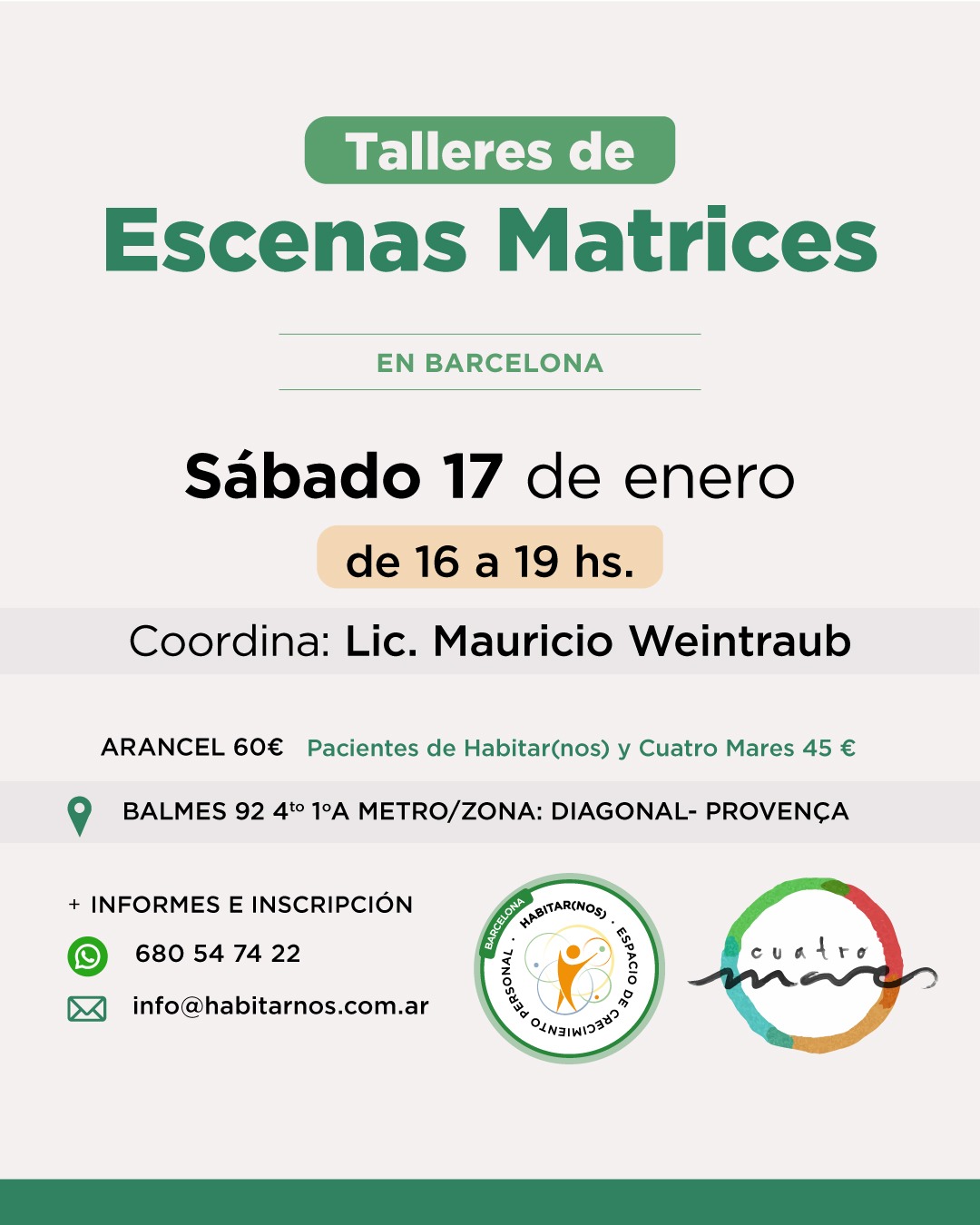 Taller de Escenas Matrices - Barcelona - Enero 2026
