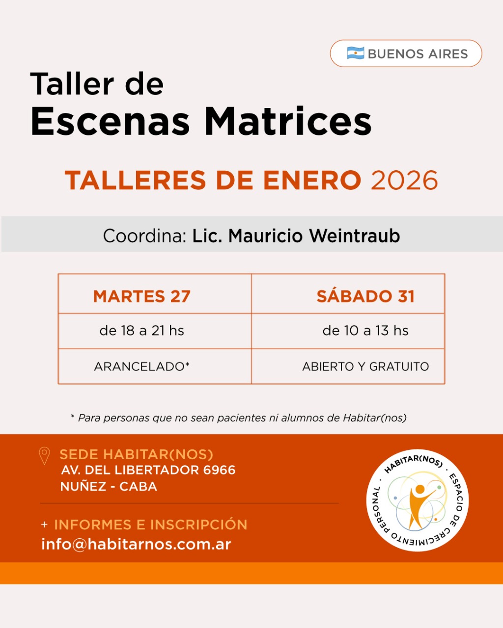Talleres de Escenas Matrices - Buenos Aires - Enero 2026