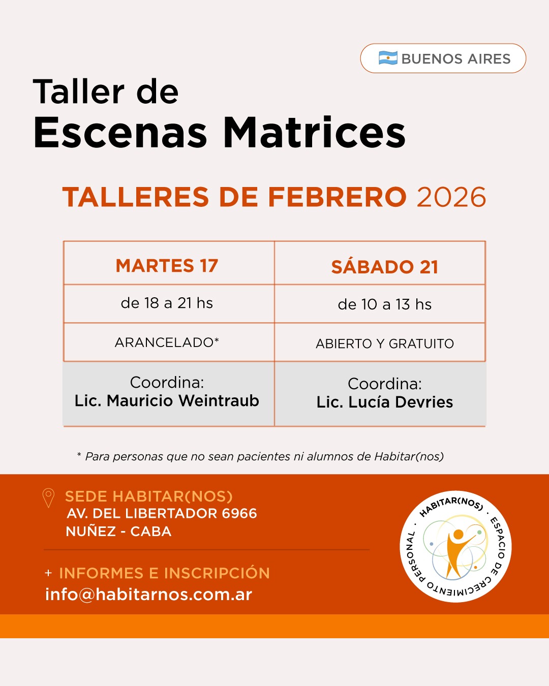 Talleres de Escenas Matrices  - Buenos Aires - Febrero 2026